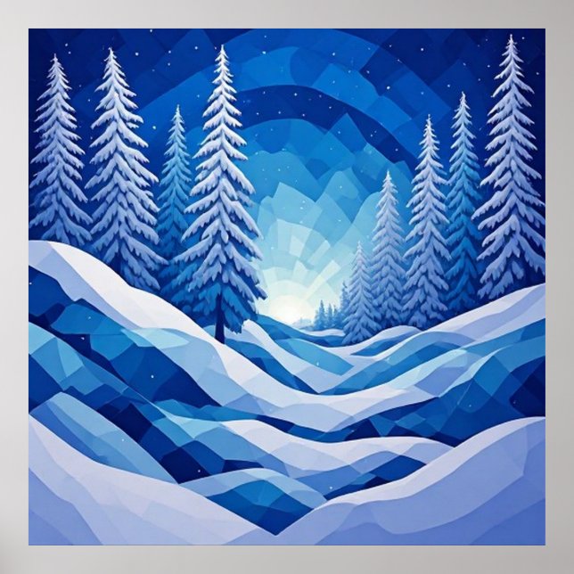 Affiche Forêt d'hiver Saphir Bleu ❄️ (Devant)
