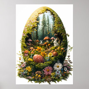 Affiche Forêt d'Oeufs de Pâques Imaginaire Nature Mur Art