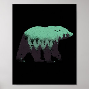 Affiche Forêt d'ours Nature Grizzly Randonnée Chasse en pl