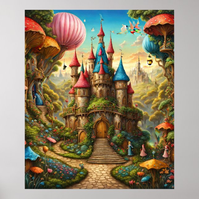 Affiche Forêt Enchantée Avec Château De Fairytale (Devant)