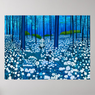Affiche Forêt Enchantée de Fleurs Sauvages Blanches