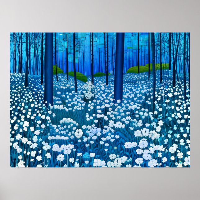 Affiche Forêt Enchantée de Fleurs Sauvages Blanches (Devant)