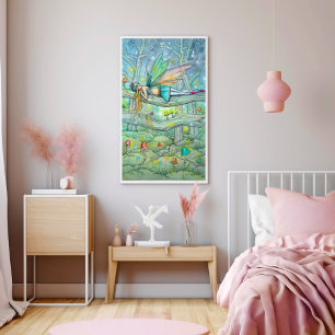 Affiche Forêt Enchantée Fée et Champignons Art Fantastique