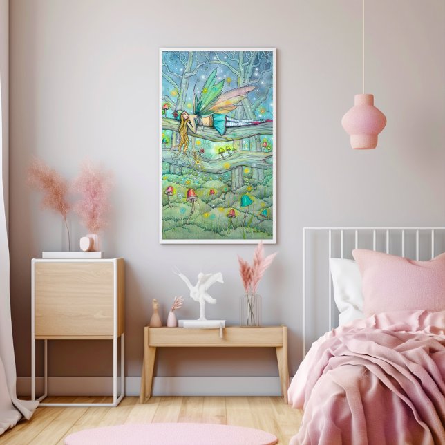 Affiche Forêt Enchantée Fée et Champignons Art Fantastique (Créateur téléchargé)