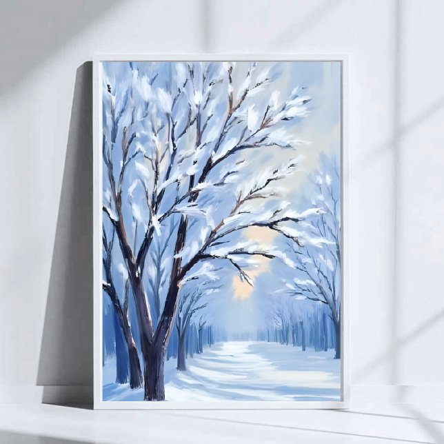 Affiche Forêt enneigée | Peinture à l'aquarelle d'hiver (Créateur téléchargé)