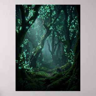Affiche Forêt Fantastique Enchantée Lumineuse