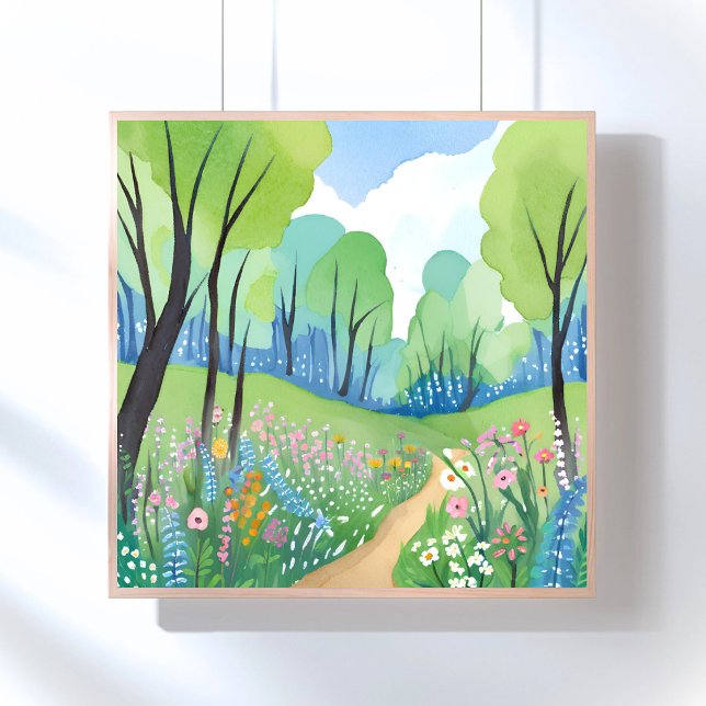 Affiche Forêt Florale | Fleurs Sauvages Aquarelle Nature (Créateur téléchargé)