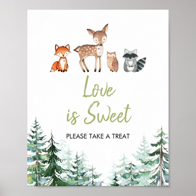Affiche Forêt forestière Oh Garçon Baby shower L'amour est (Devant)