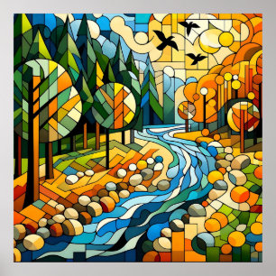 Affiche Forêt géométrique