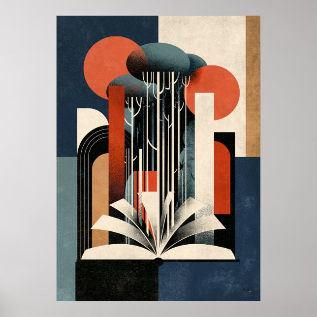 Affiche Forêt géométrique de lecture constructiviste Amour (Devant)