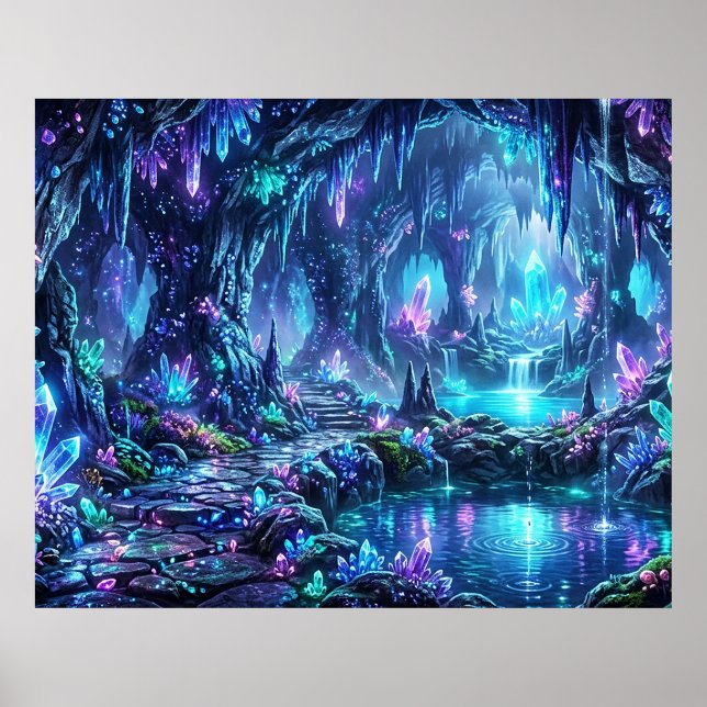 Affiche Forêt lumineuse avec lac (Devant)
