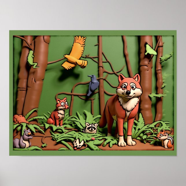 Affiche Forêt Magique - Animaux de la Forêt (Devant)