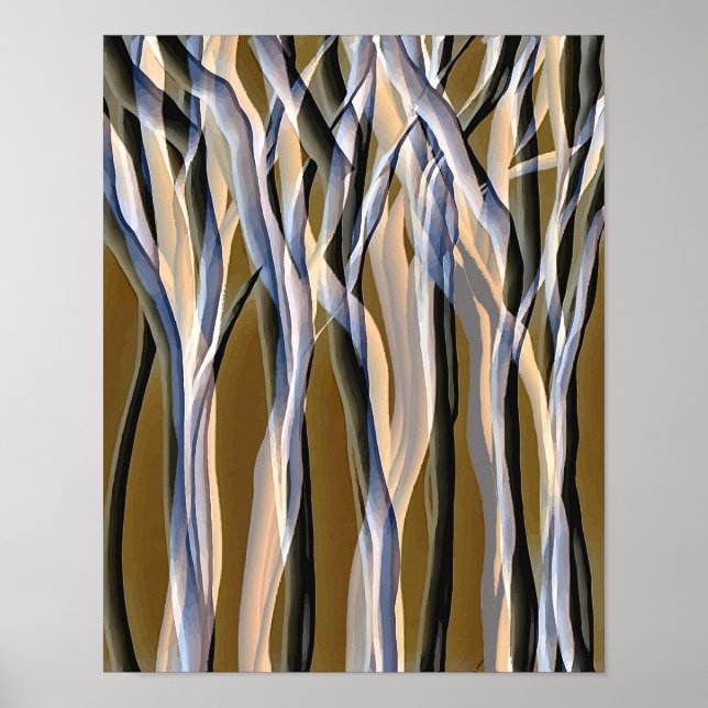 Affiche Forêt Magique Arbres Nature Art Abstrait (Devant)