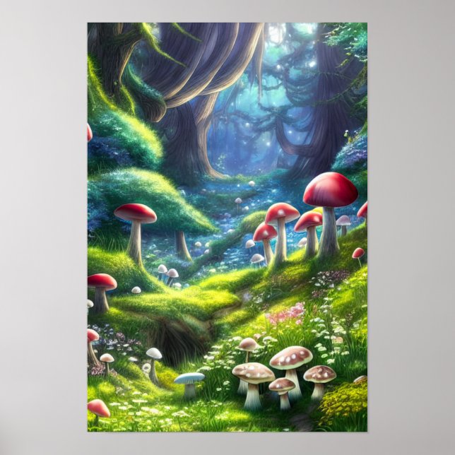 Affiche Forêt Magique, Champignons enchantés (Devant)