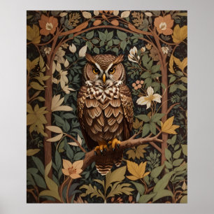 Affiche Forêt majestueuse de chouette à cornes