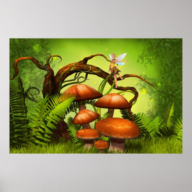 Affiche Forêt mondiale de l'Imaginaire, grands champignons (Devant)