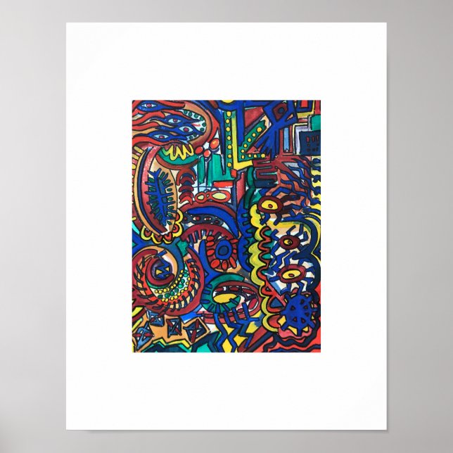 Affiche Forêt Mystique - Art Abstrait Peint à la Main (Devant)