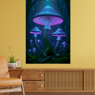 Affiche Forêt Mystique Éthérée Nature Bioluminescente