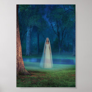 Affiche Forêt Mystique la Nuit – Art Fantastique