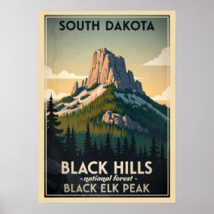 Affiche Forêt nationale de Black Hills Black Elk Peak V01