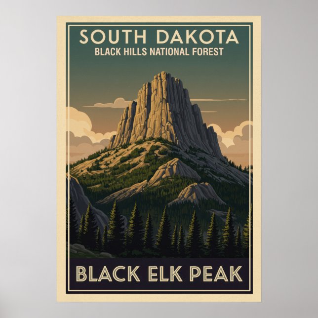 Affiche Forêt nationale de Black Hills Black Elk Peak V02 (Devant)