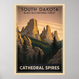 Affiche Forêt nationale de Black Hills Cathédrale Spires V