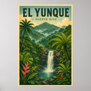 Affiche Forêt nationale d'El Yunque à Porto Rico Illustrat