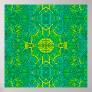 Affiche Forêt papillon Bohème Arabesque Mandala Vert