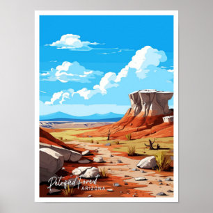 Affiche Forêt pétrifiée Arizona Art Travel illustration