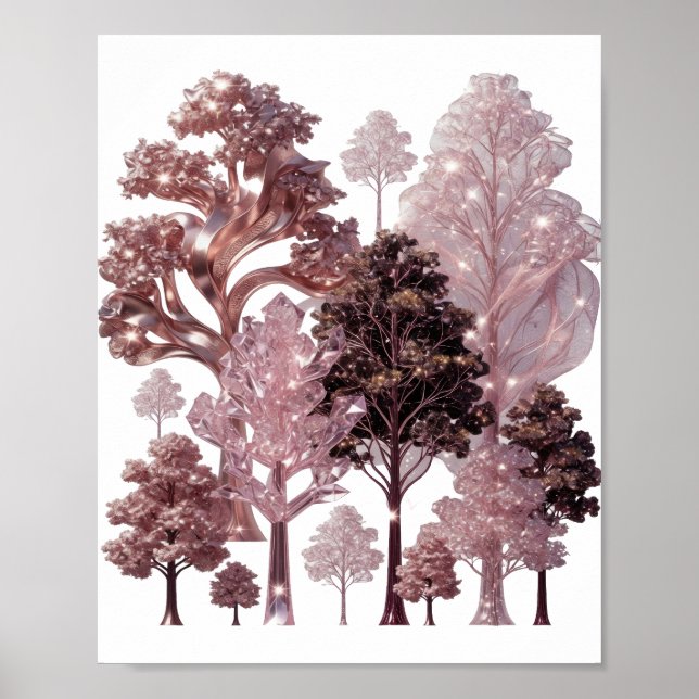 Affiche Forêt Rose Argentée Attrayante (Devant)