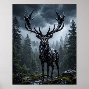 Affiche Forêt tempétueuse du cerf d'obsidienne