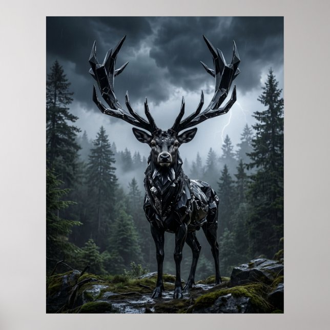 Affiche Forêt tempétueuse du cerf d'obsidienne (Devant)