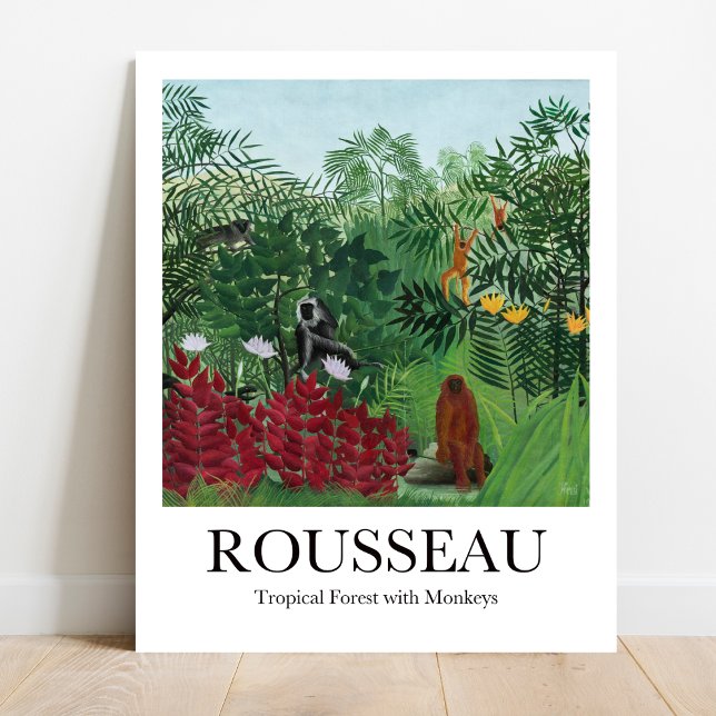 Affiche Forêt tropicale avec singes par Henri Rousseau (Unleash Your Inner Explorer: Rousseau's "Tropical Monkeys." Museum-quality poster)