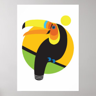 Affiche Forêt tropicale moderne Graphique Toucan Bird