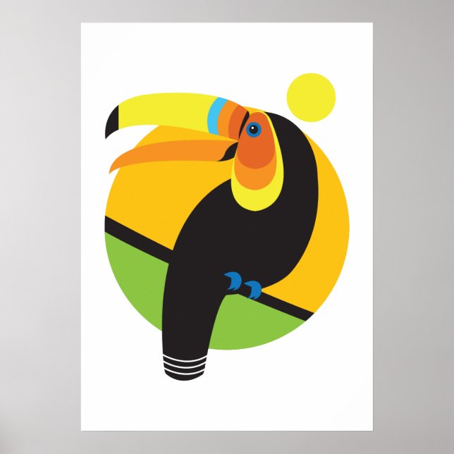 Affiche Forêt tropicale moderne Graphique Toucan Bird (Devant)