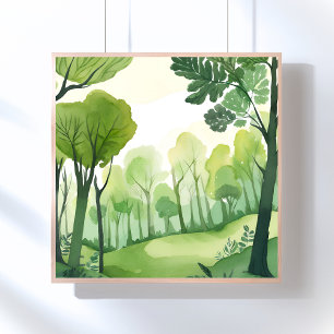 Affiche Forêt verte   Paysage aquarelle aéré