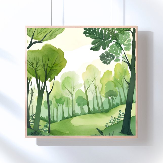 Affiche Forêt verte | Paysage aquarelle aéré (Créateur téléchargé)