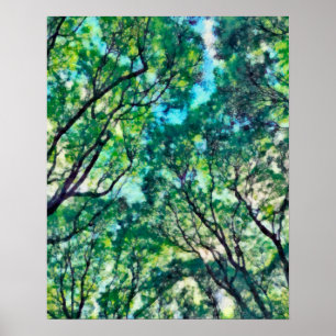 Affiche Forêt verte Watercolor