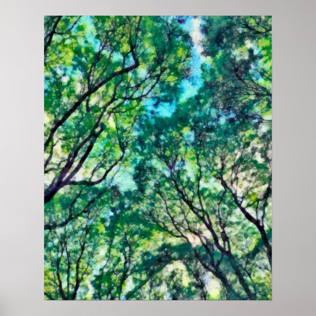 Affiche Forêt verte Watercolor (Devant)