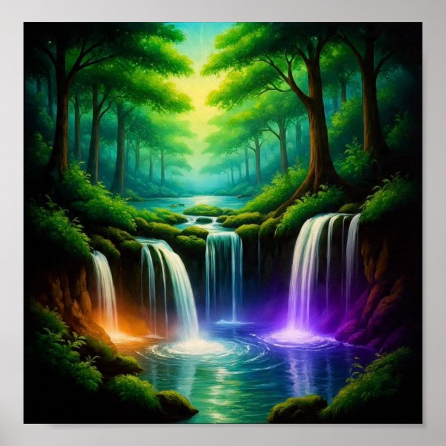 Affiche ForêtCascadeLumineuse (Devant)