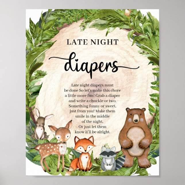 Affiche Forêts animaux bois rondelles Late Night Diapos je (Devant)