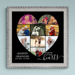 Affiche Forever in our Hearts Heart Shaped 9 Photo Collage<br><div class="desc">Collage de photos en forme de coeur Affiche de service funéraire que vous pouvez également afficher à la veillée ou à la célébration de la commémoration de la vie. Le modèle photo est configuré pour que vous puissiez ajouter vos images qui sont affichées en formats paysage, portrait et carré pour...</div>