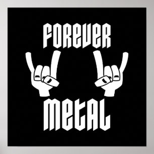 Affiche Forever Métal Lourd Métal Diable Cornes à la main 
