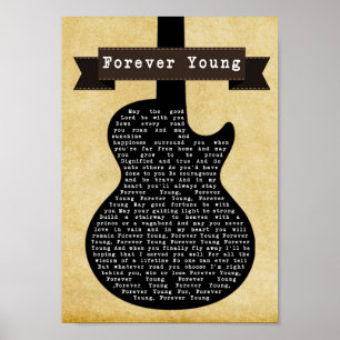 Affiche Forever Young Black Guitare Chanson Lyric Print