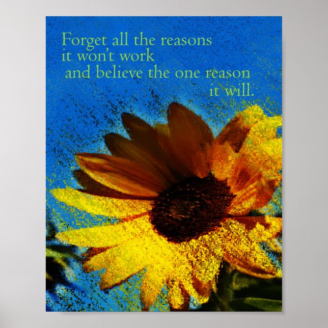 Affiche Forget Reasons It Won't Believe It Will Sunflower (Devant)