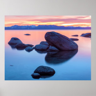 Affiche Formations rocheuses du lac Tahoe au coucher du so