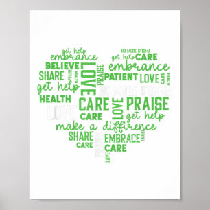 Affiche Forme cardiaque Mot Cloud Mal Soin _ Santé mentale