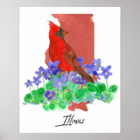 Forme de l'État de l'Illinois Cardinal Violet Bois