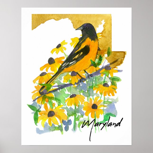 Affiche Forme de l'État du Maryland Baltimore Oriole Susan (Devant)