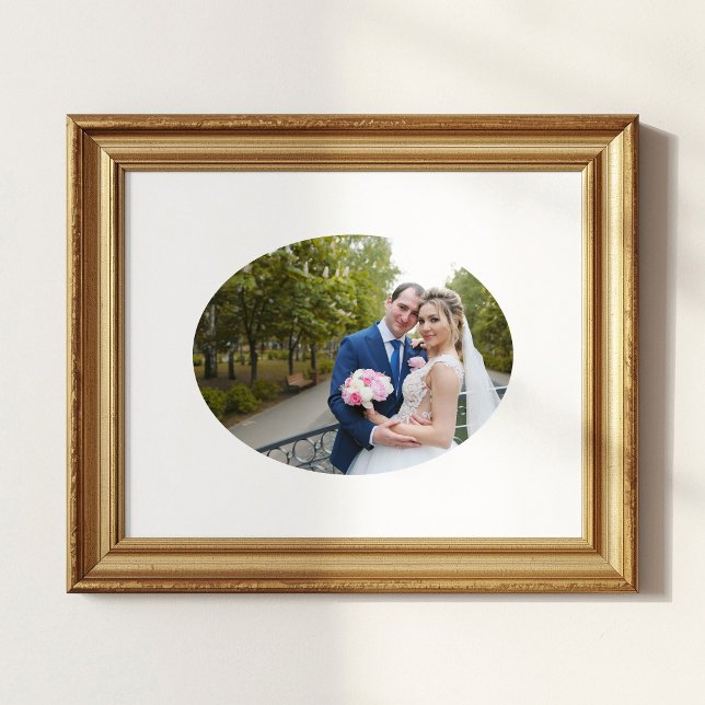 Affiche Forme de mariage ovale horizontale Photo (Horizontal Oval Shape Wedding Photo Poster)